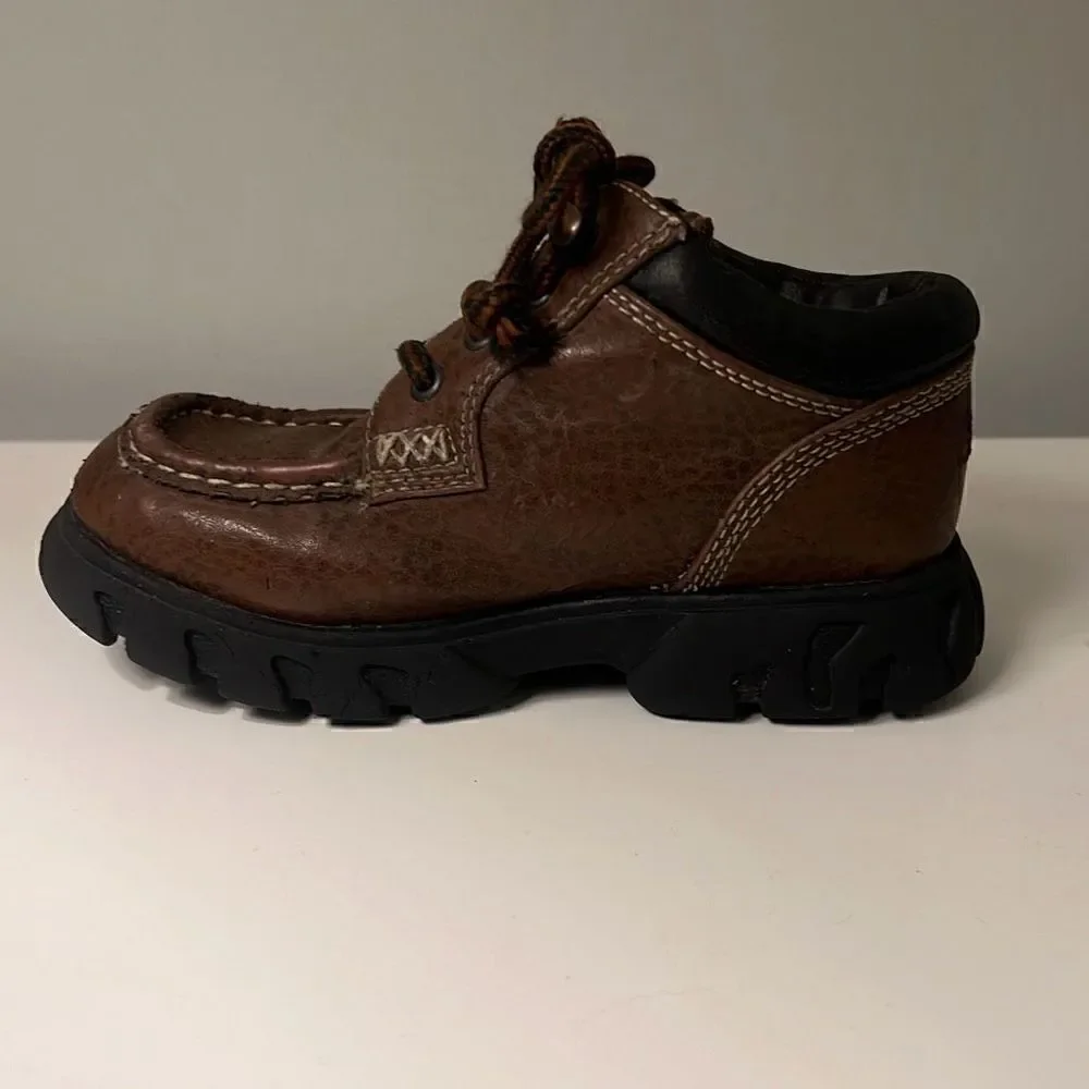 Carter's Toodler Brown Faux Leather Chunky Platform Lace Up Ankle Boot 12-18 Mos
